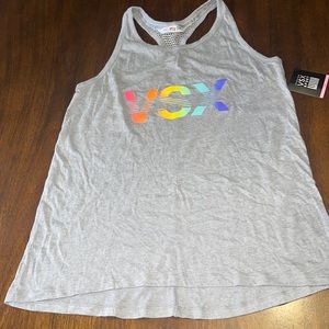 VSX Sport Grey Racer Back Body Wick Tank Top Size L NWT